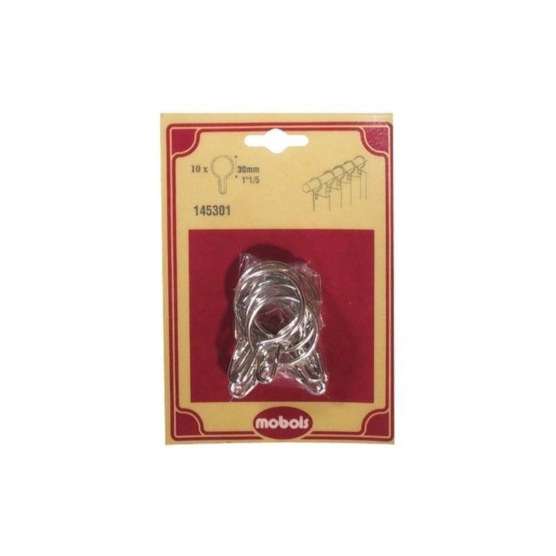 Mobois Anneau douche nickelé d.30 blister de 10