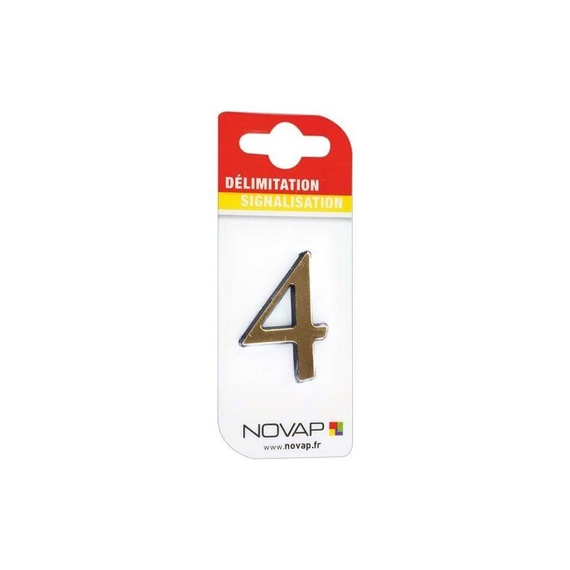 Novap Chiffre autocollant 4 40mm or sur carte