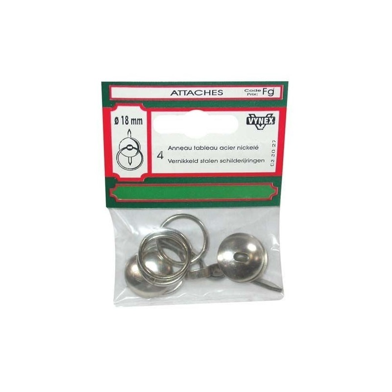 Vynex Anneau tableau acier nickelé 18mm sc X4