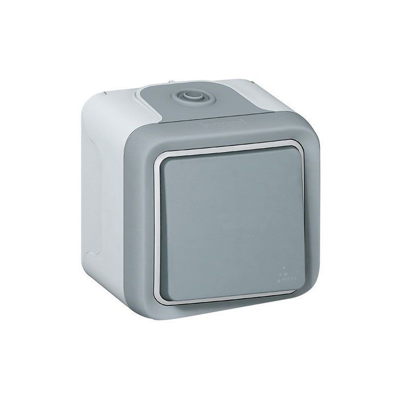 Legrand Interrupteur plexo apparent complet gris s/c