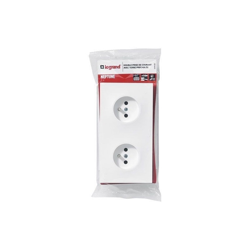 Legrand Neptune prise double précablée 16A