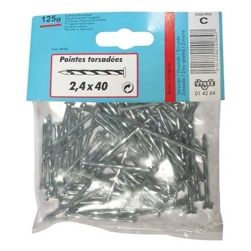 Vynex Pointe torsadée TP acier zingué 3x60mm 130g