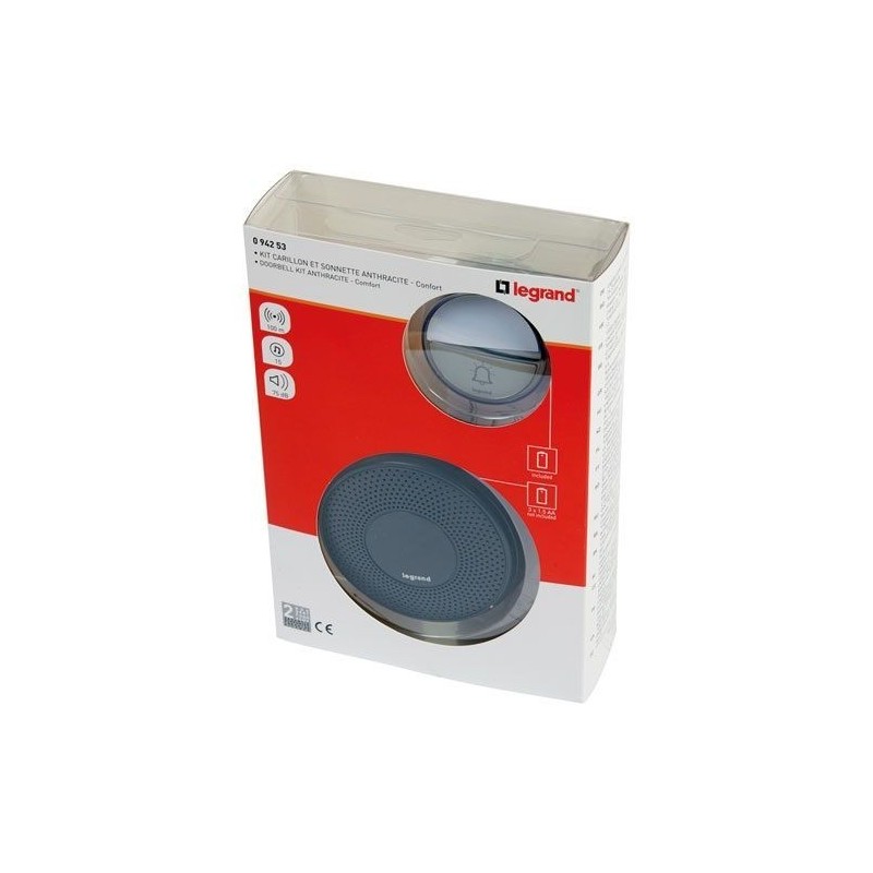Legrand Kit carillon radio sans fil Confort à piles - anthracite
