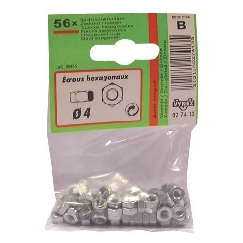 Vynex Ecrou 6 pans d. 4mm  az x56 en sachet