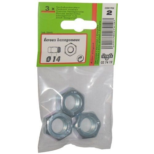 Vynex Ecrou 6 pans d.14mm  az x3 en sachet
