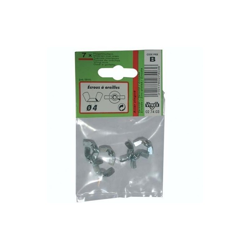 Vynex Ecrou à oreilles d.4mm x7 sc