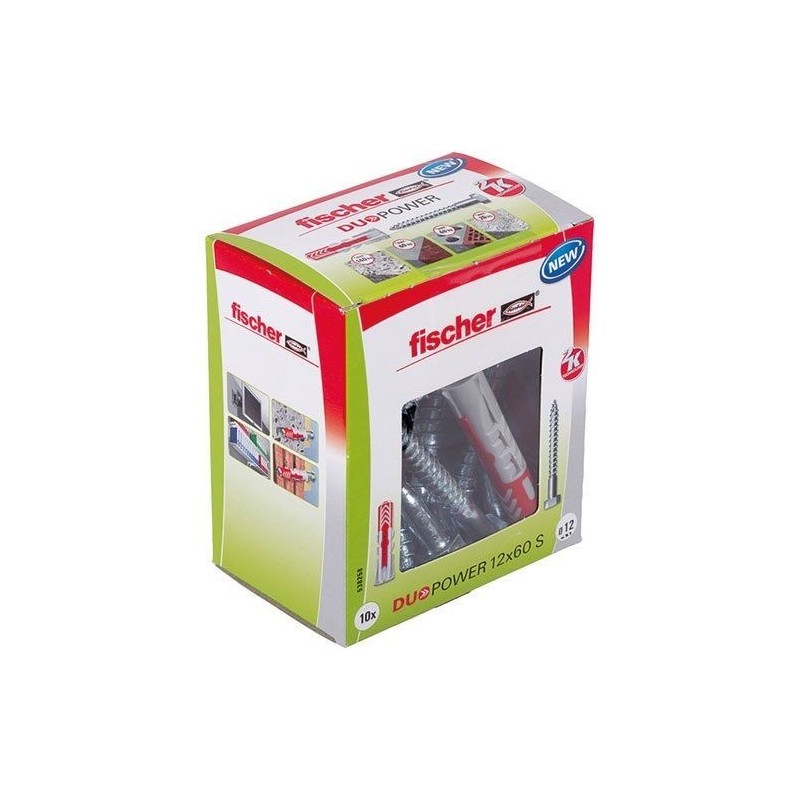 FISCHER FIXATION Cheville Duopower 12x60 avec vis X10 pièces