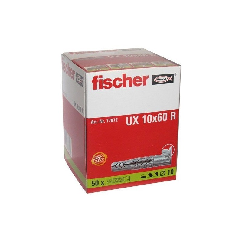 FISCHER FIXATION Cheville UX 10x60 R a collerette boite 50p.
