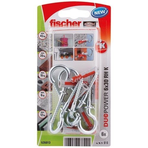 Fischer Cheville duopower 6x30 avec crochet rond blister de 6