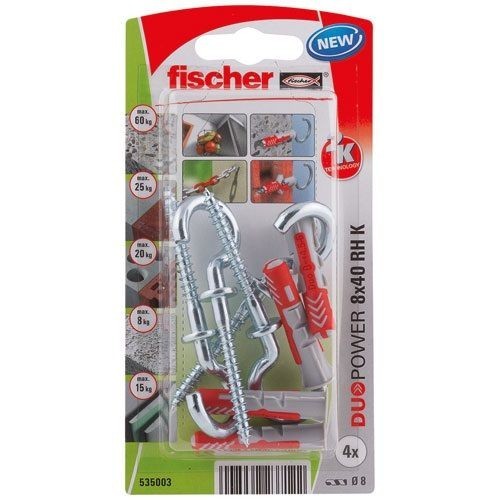 Fischer Cheville duopower 8x40 avec crochet rond blister de 4