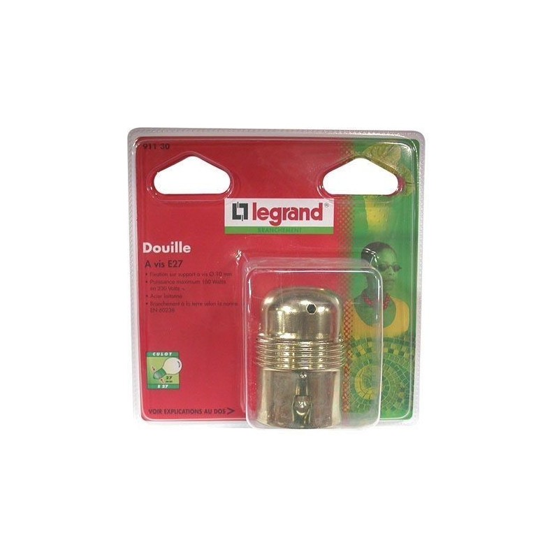 Legrand Douille E27 acier laitonné s/c