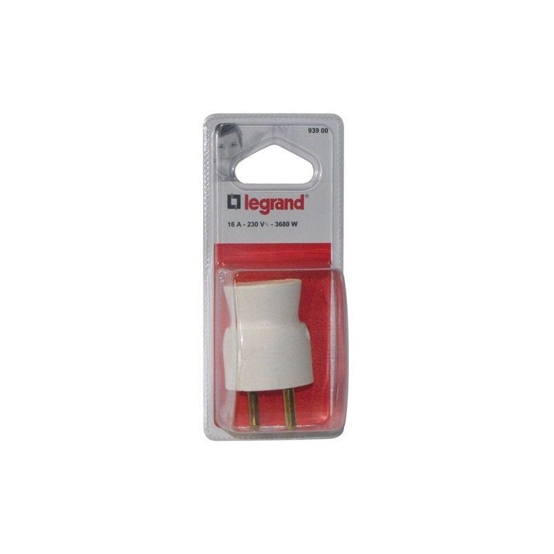 Legrand Fiche mâle 2p+t blanc blister