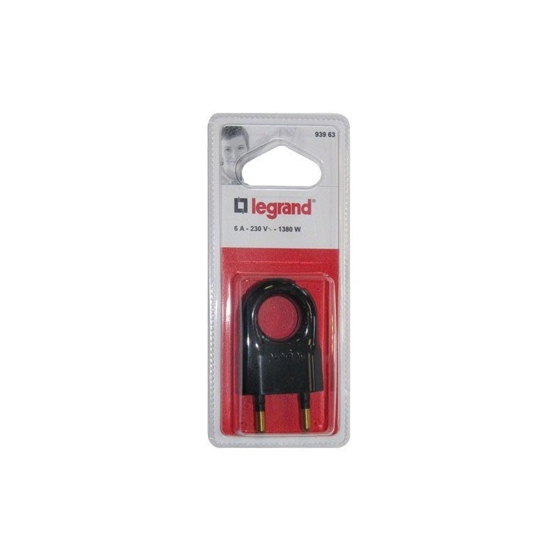 Legrand Fiche mâle 2p 6a noir blister