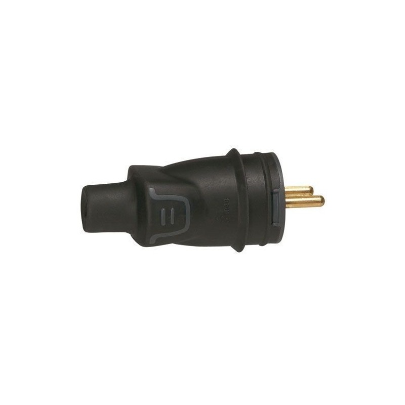 Legrand Fiche mâle 2p+t caoutchouc noir à vis blister