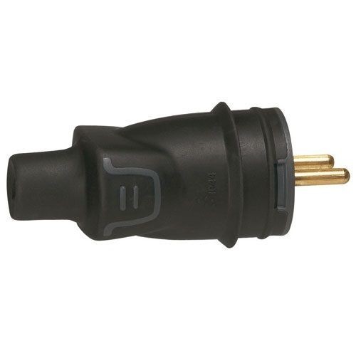 Legrand Fiche mâle 2p+t caoutchouc noir à vis blister