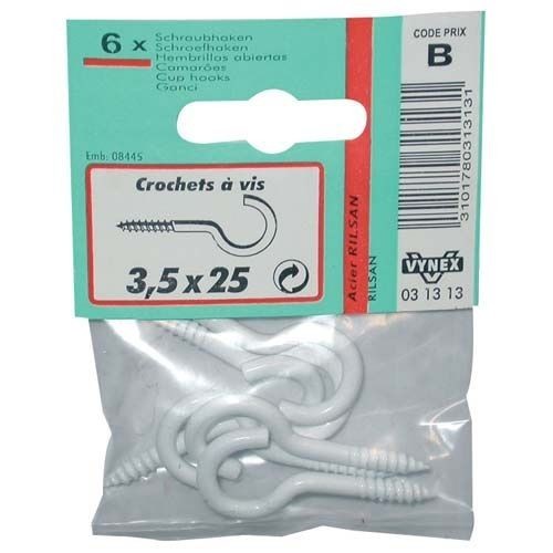Vynex Crochet rilsanisé blanc 3.5x25 sc x6