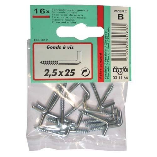 Vynex Gond à vis zingué 2.5x25 sc x16