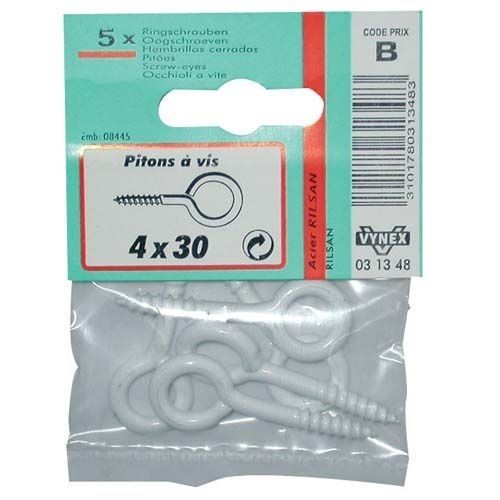 Vynex Piton à vis rilsanisé blanc 4.5x35 sc x4