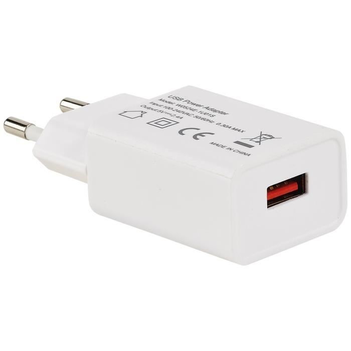 Erard Chargeur usb sur secteur 230v 5v/2.4a smart charge