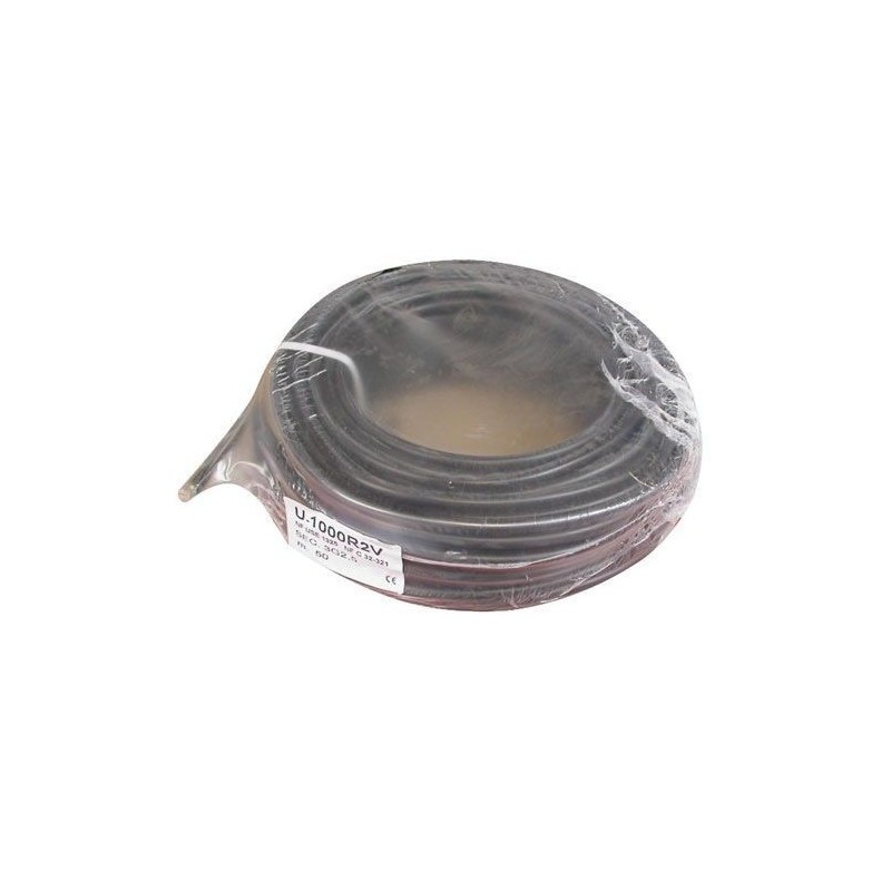 Electraline Câble rigide R2V U1000 3G1.5 50m noir