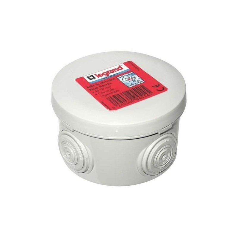 Legrand Boîte dérivation diam.70mmx45 Plexo gris 4 embouts vrac
