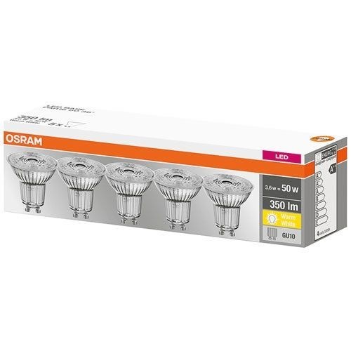 OSRAM Led spot PAR16 36° 4.3W GU10 blanc chaud boite de 5