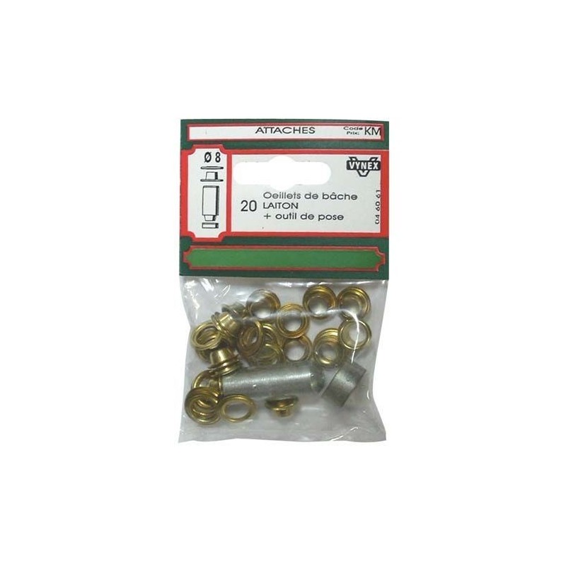 Vynex Oeillet de bache d8mm x20 + outil