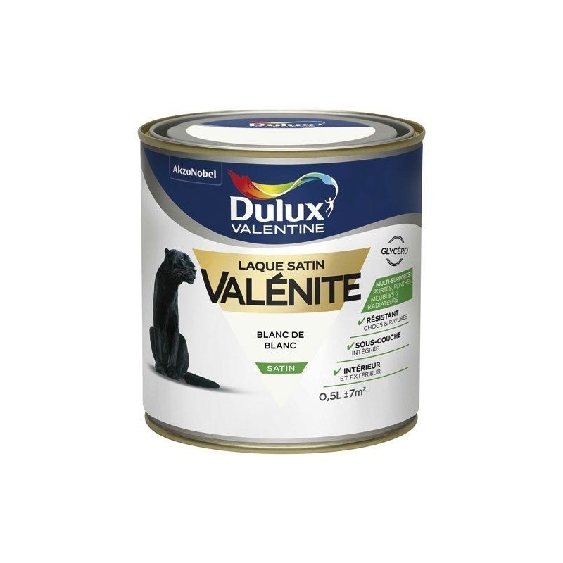 Dulux Valentine Laque valenite satin 0.5L blanc de blanc