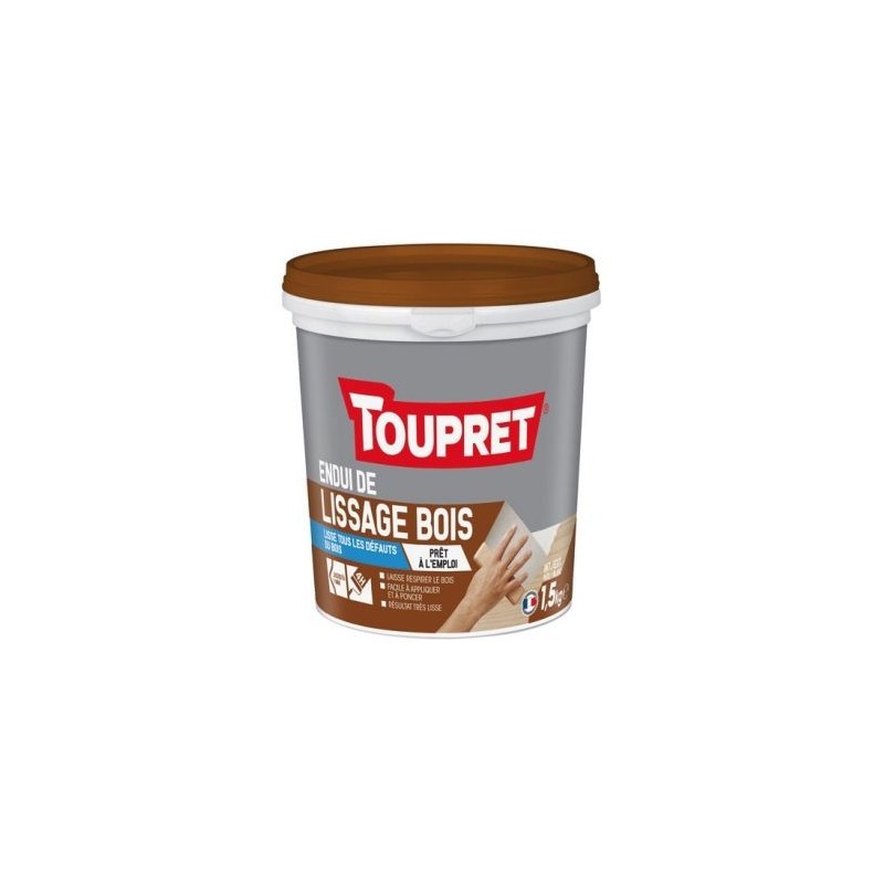 Toupret Enduit lissage bois pâte intérieur extérieur 1.5kg blanc