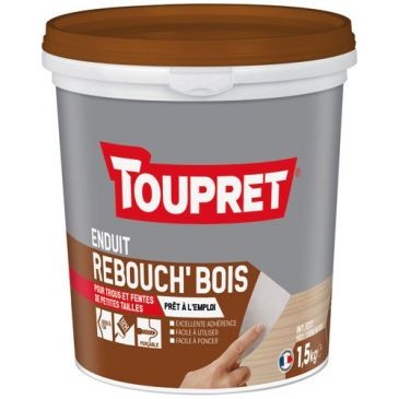Toupret Enduit rebouch bois pâte intérieur extérieur 1.5kg