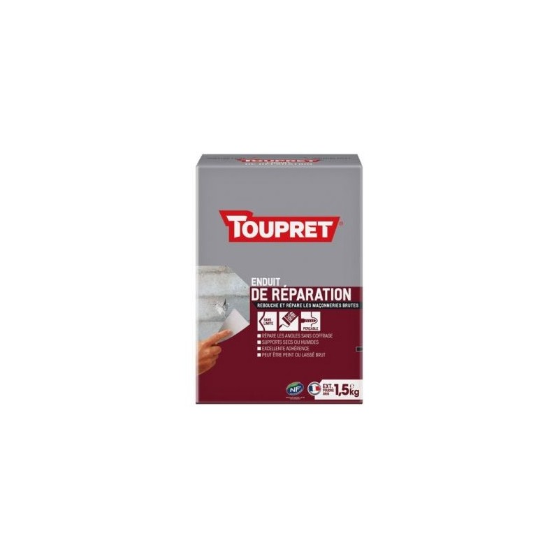 Toupret Enduit de réparation extérieur poudre 1.5kg gris