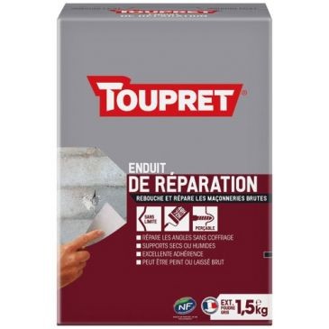Toupret Enduit de réparation extérieur poudre 1.5kg gris