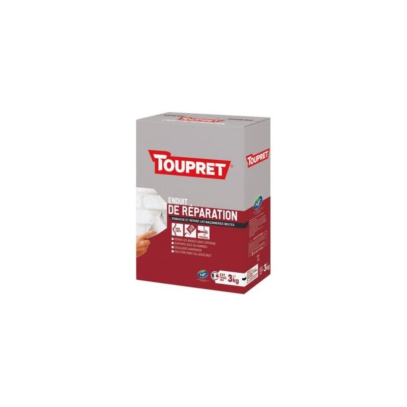 Toupret Enduit de réparation extérieur poudre 3kg gris