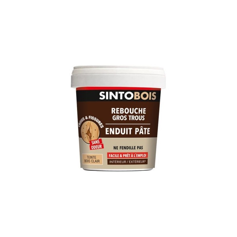 SINTO Sintobois pate rebouche gros trous bois 1kg bois clair
