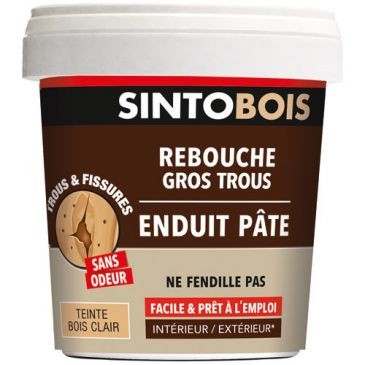 SINTO Sintobois pate rebouche gros trous bois 1kg bois clair