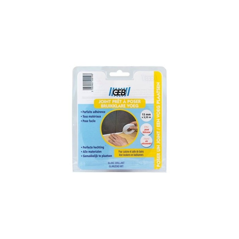 GEB Joint étanchéité préformé 3m35 x15mm blanc