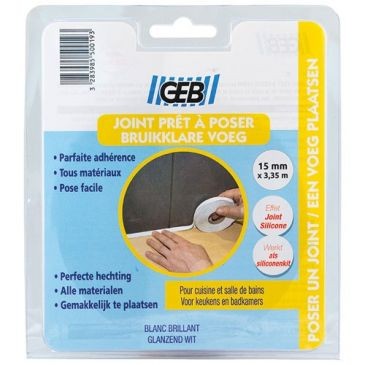 GEB Joint étanchéité préformé 3m35 x15mm blanc