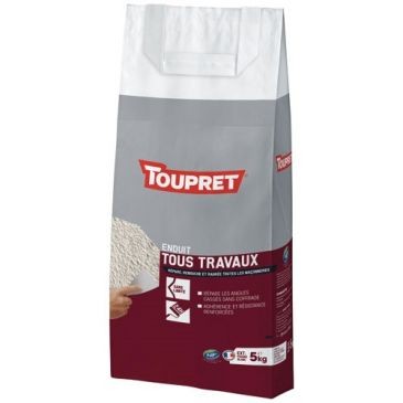 Toupret Enduit tous travaux extérieur poudre 5kg blanc