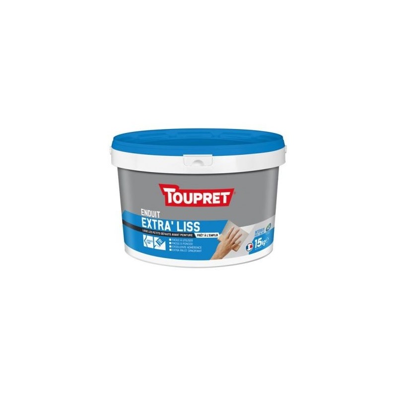 Toupret Enduit lissage extra fin finitions intérieures pâte 15kg blc
