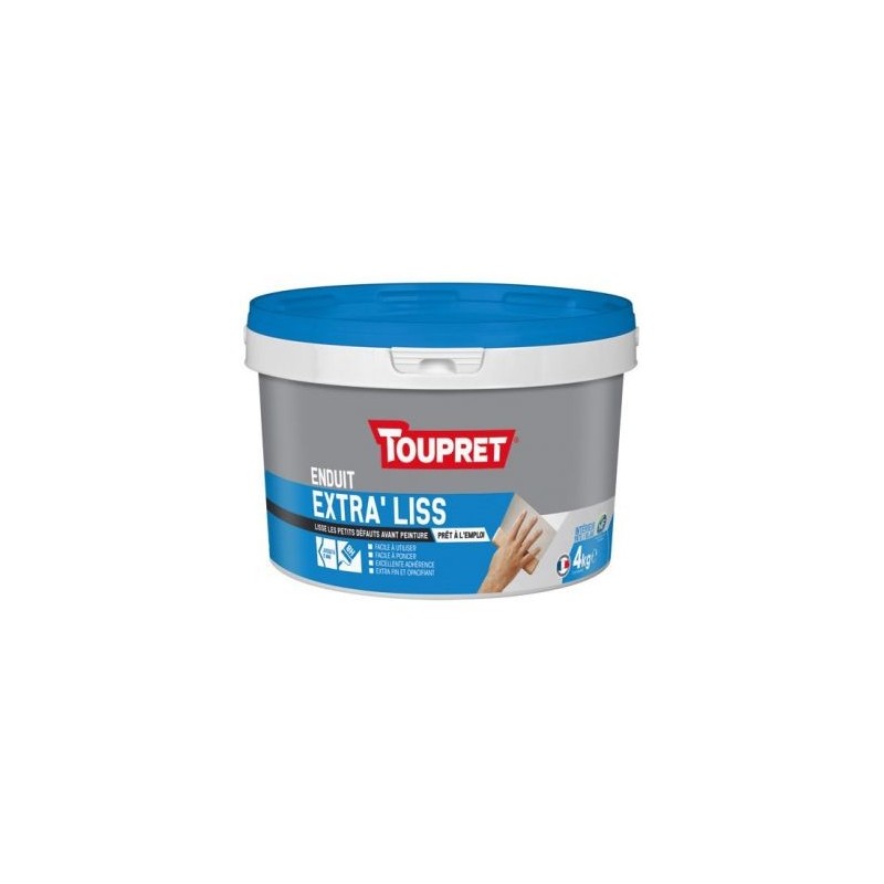 Toupret Enduit lissage extra fin finitions intérieures pâte 4kg blc