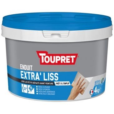 Toupret Enduit lissage extra fin finitions intérieures pâte 4kg blc