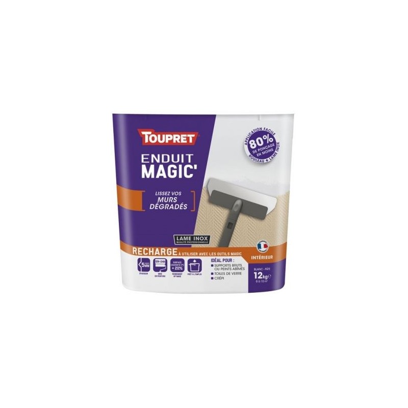 Toupret Enduit magic intérieur murs dégradés pâte 12kg blanc