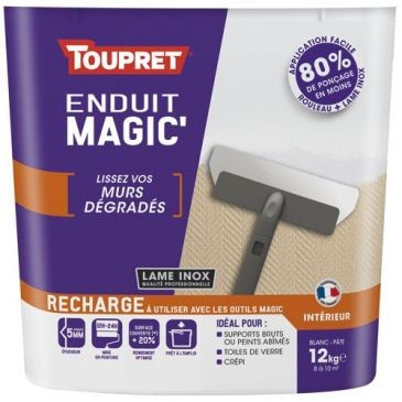 Toupret Enduit magic intérieur murs dégradés pâte 12kg blanc