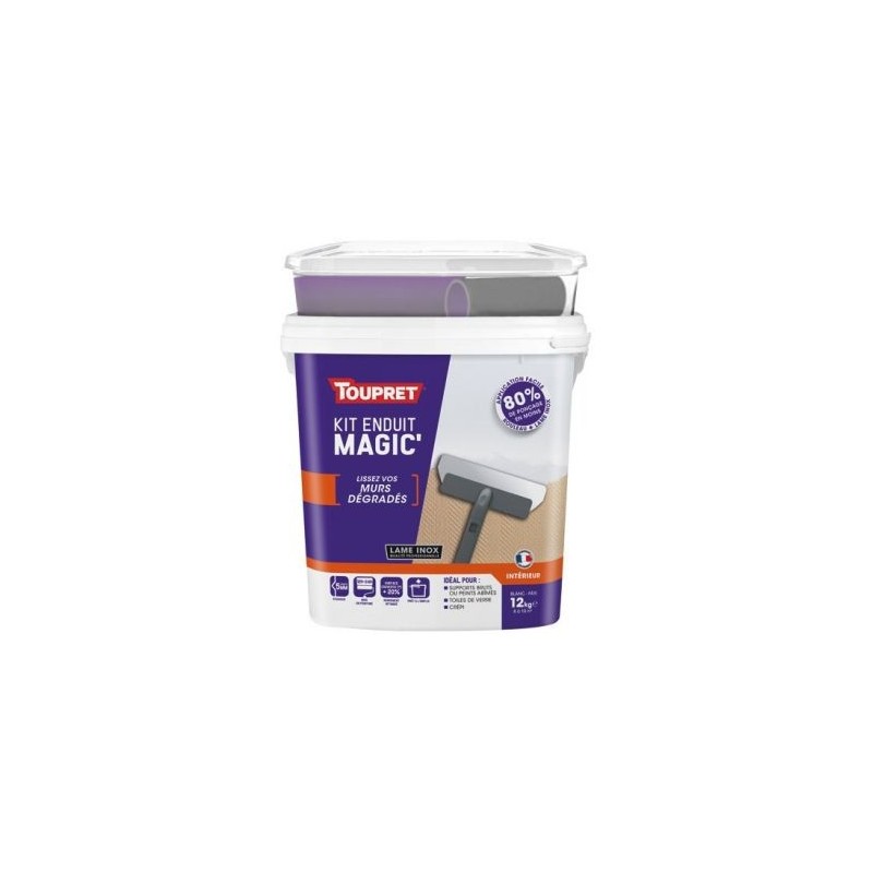 Toupret Kit enduit magic intérieur murs dégradés pâte allégée 12kg