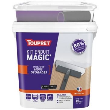 Toupret Kit enduit magic intérieur murs dégradés pâte allégée 12kg