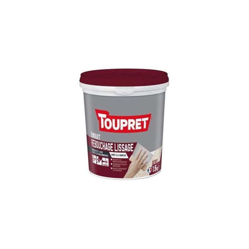 Toupret Enduit rebouchage lissage pâte extérieur 1.5kg + spatule