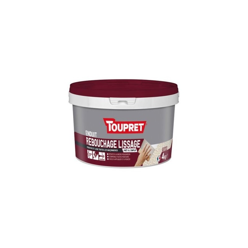 Toupret Enduit rebouchage lissage extérieur pâte 4kg blanc