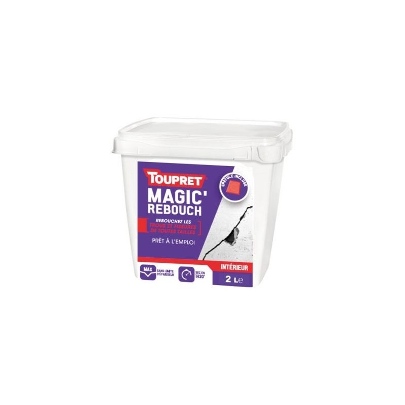 Toupret Enduit intérieur rebouchage magic pâte allégée 2kg+spatule