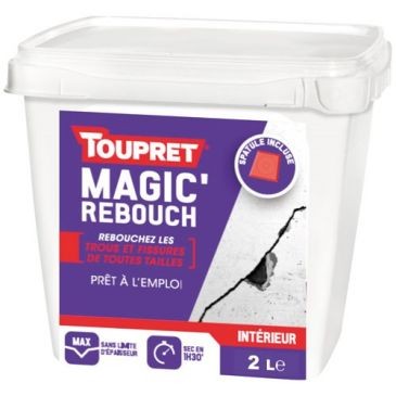 Toupret Enduit intérieur rebouchage magic pâte allégée 2kg+spatule