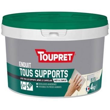 Toupret Enduit tous supports intérieur extérieur pâte 4kg blanc